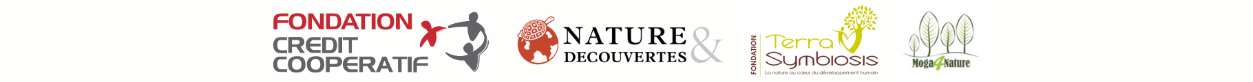 Logo des partenaires financiers : Fondation Cr&eacute;dit Coop&eacute;ratif - Nature&D&eacute;couvertes - Fondation Terra Symbiosis Moga4Nature